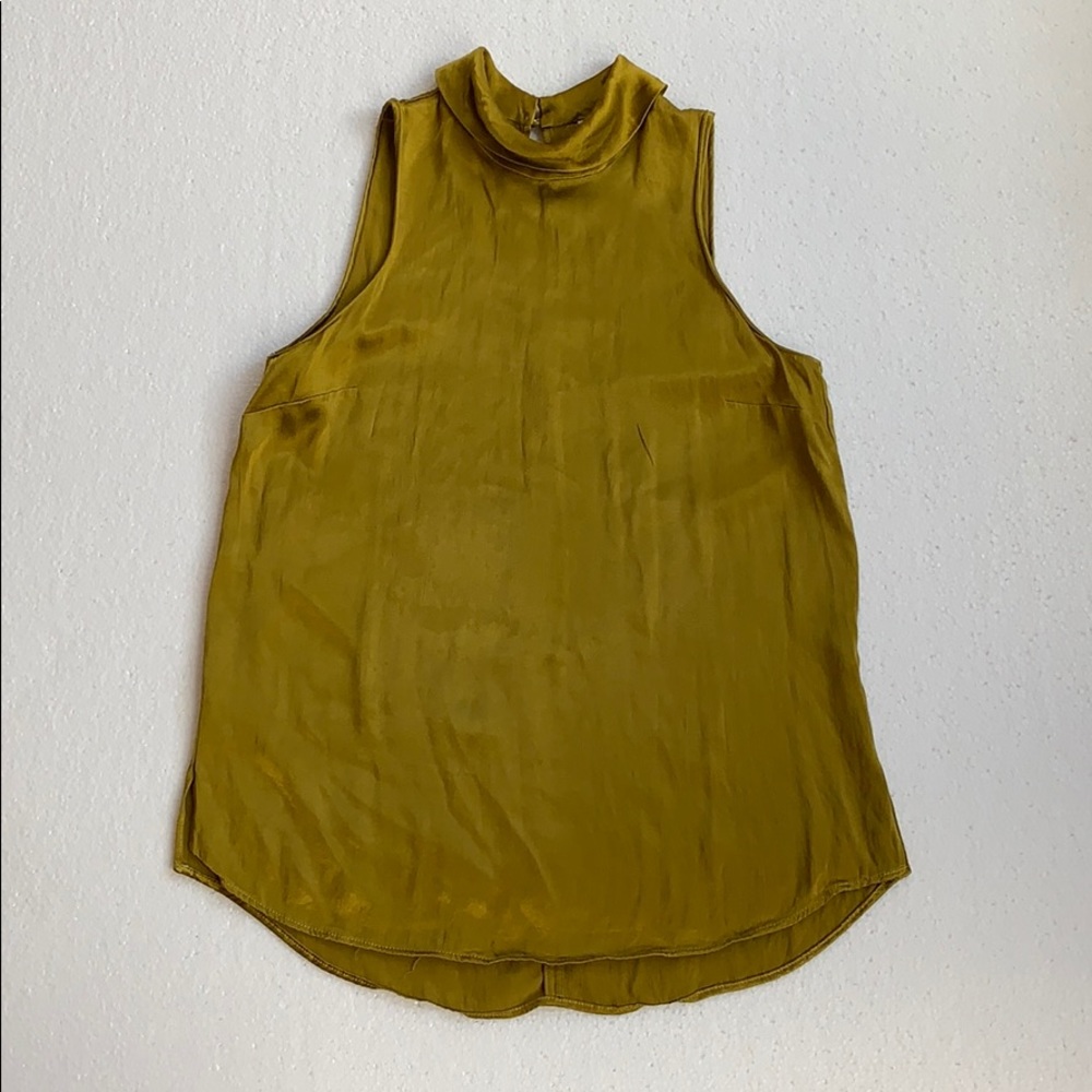 River Island Silky Gold Green Top, UK 8 or Sz XS/S